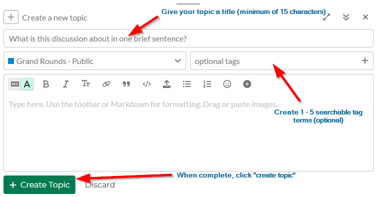 Webpage, Discourse, VON Community Forum, Create a new topic form