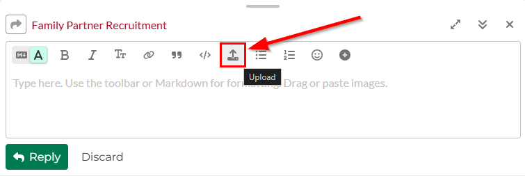 Webpage, VON Community Forum, Upload button for attachments